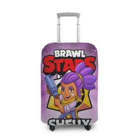 Чехол для чемодана 3D с принтом BRAWL STARS SHELLY в Кировске, 86% полиэфир, 14% спандекс | двустороннее нанесение принта, прорези для ручек и колес | brawl stars | brawl stars shelly | brawler | shelly | бравл старз | бравлер | шелли