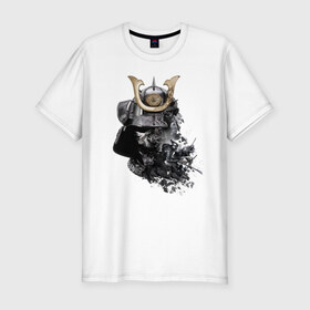 Мужская футболка хлопок Slim с принтом Samurai в Кировске, 92% хлопок, 8% лайкра | приталенный силуэт, круглый вырез ворота, длина до линии бедра, короткий рукав | samurai | warrior | воин | самурай