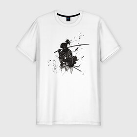Мужская футболка хлопок Slim с принтом Samurai в Кировске, 92% хлопок, 8% лайкра | приталенный силуэт, круглый вырез ворота, длина до линии бедра, короткий рукав | samurai | warrior | воин | самурай