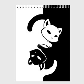 Скетчбук с принтом ДВА КОТА КУВЫРКАЮТСЯ в Кировске, 100% бумага
 | 48 листов, плотность листов — 100 г/м2, плотность картонной обложки — 250 г/м2. Листы скреплены сверху удобной пружинной спиралью | Тематика изображения на принте: black white | два кота кувыркаются | животные | котики | коты | черно белое