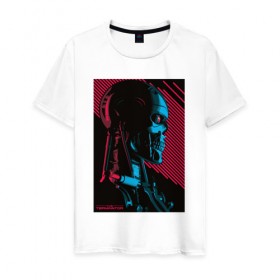 Мужская футболка хлопок с принтом Terminator в Кировске, 100% хлопок | прямой крой, круглый вырез горловины, длина до линии бедер, слегка спущенное плечо. | 