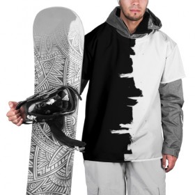 Накидка на куртку 3D с принтом Черным по белому в Кировске, 100% полиэстер |  | black | white | белый | инь | чб | черный | янь