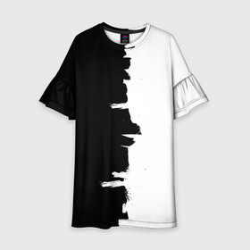 Детское платье 3D с принтом Черным по белому в Кировске, 100% полиэстер | прямой силуэт, чуть расширенный к низу. Круглая горловина, на рукавах — воланы | black | white | белый | инь | чб | черный | янь