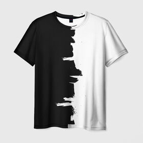Мужская футболка 3D с принтом Черным по белому в Кировске, 100% полиэфир | прямой крой, круглый вырез горловины, длина до линии бедер | black | white | белый | инь | чб | черный | янь