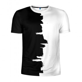 Мужская футболка 3D спортивная с принтом Черным по белому в Кировске, 100% полиэстер с улучшенными характеристиками | приталенный силуэт, круглая горловина, широкие плечи, сужается к линии бедра | black | white | белый | инь | чб | черный | янь