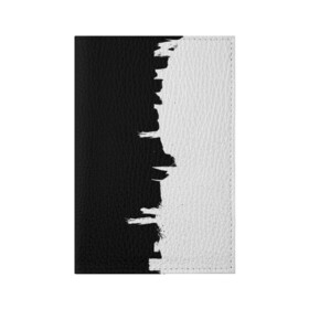 Обложка для паспорта матовая кожа с принтом Черным по белому в Кировске, натуральная матовая кожа | размер 19,3 х 13,7 см; прозрачные пластиковые крепления | black | white | белый | инь | чб | черный | янь