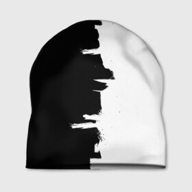 Шапка 3D с принтом Черным по белому в Кировске, 100% полиэстер | универсальный размер, печать по всей поверхности изделия | black | white | белый | инь | чб | черный | янь