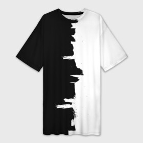 Платье-футболка 3D с принтом Черным по белому в Кировске,  |  | black | white | белый | инь | чб | черный | янь
