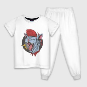 Детская пижама хлопок с принтом Кот-хардкор в Кировске, 100% хлопок |  брюки и футболка прямого кроя, без карманов, на брюках мягкая резинка на поясе и по низу штанин
 | 