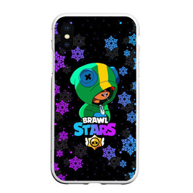 Чехол для iPhone XS Max матовый с принтом Новогодний Brawl Stars LEON в Кировске, Силикон | Область печати: задняя сторона чехла, без боковых панелей | brawl | brawl stars | crow | leon | stars | бравл | бравл старс | браво старс | игра | компьютерная | кров | леон | новогодний | новый год | онлайн | с новым годом | снежинки | старс