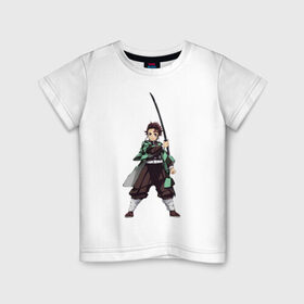 Детская футболка хлопок с принтом Tanjirou Kamado в Кировске, 100% хлопок | круглый вырез горловины, полуприлегающий силуэт, длина до линии бедер | demon | demon slaying corps | kamado | slayer | tanjirou | камадо | танджиро | тандзиро