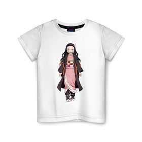 Детская футболка хлопок с принтом Nezuko Kamado в Кировске, 100% хлопок | круглый вырез горловины, полуприлегающий силуэт, длина до линии бедер | demon | kamado | nezuko | slayer | камадо | недзуко | незуко | нэдзуко | нэзуко