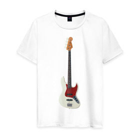 Мужская футболка хлопок с принтом Бас-гитара в Кировске, 100% хлопок | прямой крой, круглый вырез горловины, длина до линии бедер, слегка спущенное плечо. | бас гитара | музыкальный инструмент