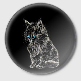 Значок с принтом Пушистый котёнок в Кировске,  металл | круглая форма, металлическая застежка в виде булавки | Тематика изображения на принте: животные | зверёк | кот | котёнок | милашка | няшка | счастье