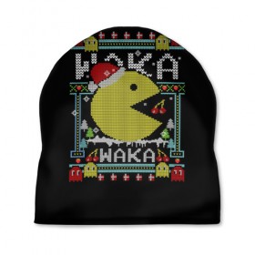 Шапка 3D с принтом Pac-man sweater в Кировске, 100% полиэстер | универсальный размер, печать по всей поверхности изделия | cherry | christmas | holyday | new | pac man | pacman | snow | snowflakes | sweater | three | xmas | year | вишня | год | елка | клубника | новый | пакман | праздник | рождество | свитер