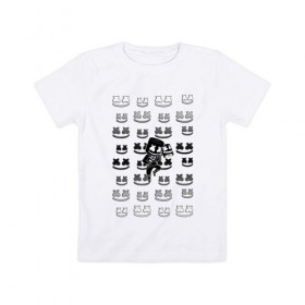 Детская футболка хлопок с принтом FORTNITE X MARSHMELLO в Кировске, 100% хлопок | круглый вырез горловины, полуприлегающий силуэт, длина до линии бедер | fortnite | games | marshmello | игры | фортнайт