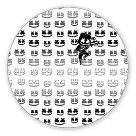 Коврик для мышки круглый с принтом FORTNITE X MARSHMELLO в Кировске, резина и полиэстер | круглая форма, изображение наносится на всю лицевую часть | fortnite | games | marshmello | игры | маршмелло | фортнайт
