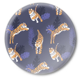 Значок с принтом Тигриный прайд в Кировске,  металл | круглая форма, металлическая застежка в виде булавки | lion | tiger | гепард | дикие кошки | животные | кот | кошки | лев | пантера | тигр | тигры