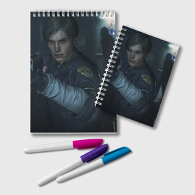 Блокнот с принтом Resident Evil 2 Remake в Кировске, 100% бумага | 48 листов, плотность листов — 60 г/м2, плотность картонной обложки — 250 г/м2. Листы скреплены удобной пружинной спиралью. Цвет линий — светло-серый
 | Тематика изображения на принте: resident evil | resident evil 2 remake | зомби | персонаж