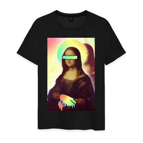 Мужская футболка хлопок с принтом Mona Lisa в Кировске, 100% хлопок | прямой крой, круглый вырез горловины, длина до линии бедер, слегка спущенное плечо. | 