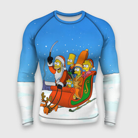 Мужской рашгард 3D с принтом Simpsons New Year в Кировске,  |  | bart | christmas | family | homer | lisa | maggie | marge | new | santa | simpson | simpsons | snow | thesimpsons | xmas | year | барт | гомер | лиза | мардж | мегги | санта | семья | симпсоны