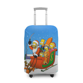 Чехол для чемодана 3D с принтом Simpsons New Year в Кировске, 86% полиэфир, 14% спандекс | двустороннее нанесение принта, прорези для ручек и колес | bart | christmas | family | homer | lisa | maggie | marge | new | santa | simpson | simpsons | snow | thesimpsons | xmas | year | барт | гомер | лиза | мардж | мегги | санта | семья | симпсоны