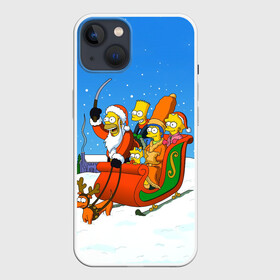 Чехол для iPhone 13 с принтом Simpsons New Year в Кировске,  |  | bart | christmas | family | homer | lisa | maggie | marge | new | santa | simpson | simpsons | snow | thesimpsons | xmas | year | барт | гомер | лиза | мардж | мегги | санта | семья | симпсоны