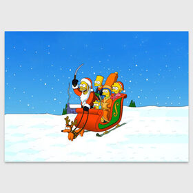 Поздравительная открытка с принтом Simpsons New Year в Кировске, 100% бумага | плотность бумаги 280 г/м2, матовая, на обратной стороне линовка и место для марки
 | bart | christmas | family | homer | lisa | maggie | marge | new | santa | simpson | simpsons | snow | thesimpsons | xmas | year | барт | гомер | лиза | мардж | мегги | санта | семья | симпсоны