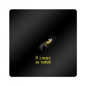 Магнит виниловый Квадрат с принтом Следящий кошачий глаз в Кировске, полимерный материал с магнитным слоем | размер 9*9 см, закругленные углы | кот в темноте | кошачий глаз