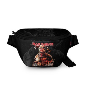 Поясная сумка 3D с принтом Iron Maiden в Кировске, 100% полиэстер | плотная ткань, ремень с регулируемой длиной, внутри несколько карманов для мелочей, основное отделение и карман с обратной стороны сумки застегиваются на молнию | heavy metal | iron maiden | metal | айрон мейден | группы | метал | музыка | рок | хеви метал