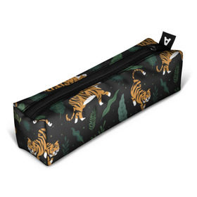 Пенал 3D с принтом Тропический тигр в Кировске, 100% полиэстер | плотная ткань, застежка на молнии | tiger | гепард | дикие кошки | животные | кот | кошки | пантера | тигр | тигры