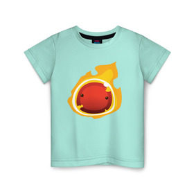 Детская футболка хлопок с принтом Огненный слайм-мини версия в Кировске, 100% хлопок | круглый вырез горловины, полуприлегающий силуэт, длина до линии бедер | slime rancher