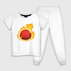 Детская пижама хлопок с принтом Огненный слайм-мини версия в Кировске, 100% хлопок |  брюки и футболка прямого кроя, без карманов, на брюках мягкая резинка на поясе и по низу штанин
 | slime rancher