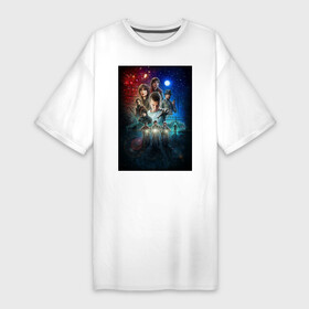 Платье-футболка хлопок с принтом Постер Stranger Things 5 в Кировске,  |  | stranger things | кино | очень странные дела | постер | сериал