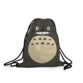 Рюкзак-мешок 3D с принтом Totoro в Кировске, 100% полиэстер | плотность ткани — 200 г/м2, размер — 35 х 45 см; лямки — толстые шнурки, застежка на шнуровке, без карманов и подкладки | Тематика изображения на принте: anime | hayao miyazaki | japanese | meme | miyazaki | piano | studio ghibli | tokyo | totoro | гибли | котобус | мой | сосед | сусуватари | тонари | тоторо | хаяо миядзаки