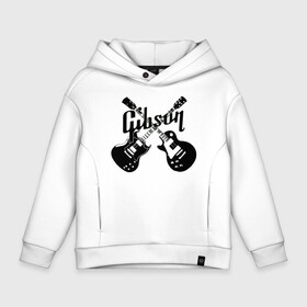 Детское худи Oversize хлопок с принтом Gibson в Кировске, френч-терри — 70% хлопок, 30% полиэстер. Мягкий теплый начес внутри —100% хлопок | боковые карманы, эластичные манжеты и нижняя кромка, капюшон на магнитной кнопке | custom guitar | gibson | gibson usa | grover | guitar | hard rock | les paul | lespol | metal | punk | rock | sg | sg300 | sg400 | гибсон | гитара | гитары | лес пол | леспаул | леспол | панк | рок | хард рок | хардрок