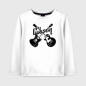 Детский лонгслив хлопок с принтом Gibson в Кировске, 100% хлопок | круглый вырез горловины, полуприлегающий силуэт, длина до линии бедер | custom guitar | gibson | gibson usa | grover | guitar | hard rock | les paul | lespol | metal | punk | rock | sg | sg300 | sg400 | гибсон | гитара | гитары | лес пол | леспаул | леспол | панк | рок | хард рок | хардрок