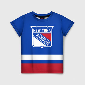 Детская футболка 3D с принтом Нью-Йорк Рейнджерс НХЛ в Кировске, 100% гипоаллергенный полиэфир | прямой крой, круглый вырез горловины, длина до линии бедер, чуть спущенное плечо, ткань немного тянется | hockey | new york | new york rangers | nhl | rangers | usa | нхл | нью йорк | нью йорк рейнджерс | рейнджерс | спорт | сша | хоккей | шайба