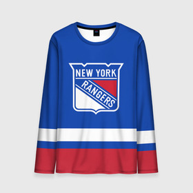 Мужской лонгслив 3D с принтом Нью-Йорк Рейнджерс НХЛ в Кировске, 100% полиэстер | длинные рукава, круглый вырез горловины, полуприлегающий силуэт | hockey | new york | new york rangers | nhl | rangers | usa | нхл | нью йорк | нью йорк рейнджерс | рейнджерс | спорт | сша | хоккей | шайба