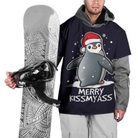 Накидка на куртку 3D с принтом Santa penguin в Кировске, 100% полиэстер |  | Тематика изображения на принте: christmas | claus | jingle | merry | santa | елка | игрушки | клаус | клюв | колокольчик | новый год | олени | пингвин | подарок | праздник | рождество | санта | снег | снежинки | шапка