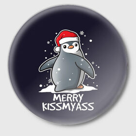 Значок с принтом Santa penguin в Кировске,  металл | круглая форма, металлическая застежка в виде булавки | christmas | claus | jingle | merry | santa | елка | игрушки | клаус | клюв | колокольчик | новый год | олени | пингвин | подарок | праздник | рождество | санта | снег | снежинки | шапка