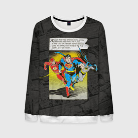 Мужской свитшот 3D с принтом Flash, Batman, Superman в Кировске, 100% полиэстер с мягким внутренним слоем | круглый вырез горловины, мягкая резинка на манжетах и поясе, свободная посадка по фигуре | batman | bruce wayne | dc comics | flash | justice league | superhero | superman | бэтмен | лига справедливости | супермен | флэш