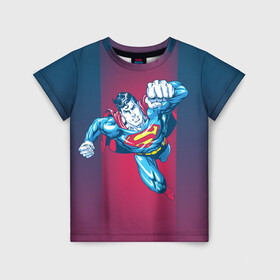 Детская футболка 3D с принтом Superman в Кировске, 100% гипоаллергенный полиэфир | прямой крой, круглый вырез горловины, длина до линии бедер, чуть спущенное плечо, ткань немного тянется | clark kent | dc comics | justice league | shtatjl | superhero | superman | лига справедливости | супермен