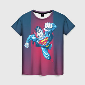 Женская футболка 3D с принтом Superman в Кировске, 100% полиэфир ( синтетическое хлопкоподобное полотно) | прямой крой, круглый вырез горловины, длина до линии бедер | clark kent | dc comics | justice league | shtatjl | superhero | superman | лига справедливости | супермен
