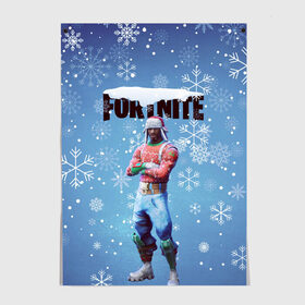 Постер с принтом FORTNITE НОВОГОДНИЙ. в Кировске, 100% бумага
 | бумага, плотность 150 мг. Матовая, но за счет высокого коэффициента гладкости имеет небольшой блеск и дает на свету блики, но в отличии от глянцевой бумаги не покрыта лаком | 