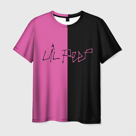 Мужская футболка 3D с принтом LIL PEEP в Кировске, 100% полиэфир | прямой крой, круглый вырез горловины, длина до линии бедер | lil peep | lil prince | pink | зарубежная музыка | лил пип | маленький принц