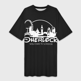 Платье-футболка 3D с принтом Sherlock в Кировске,  |  | 221b | bbc | benedict cumberbatch | john watson | mark gatiss | martin freeman | sherlock holmes | steven moffat | бейкер | джон ватсон | мориарти | стрит | шерлок
