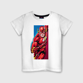 Детская футболка хлопок с принтом Flash, Justice League в Кировске, 100% хлопок | круглый вырез горловины, полуприлегающий силуэт, длина до линии бедер | dc comics | flash | justice league | superhero | лига справедливости | флэш