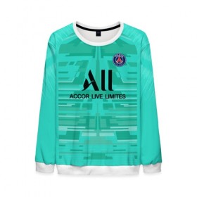 Мужской свитшот 3D с принтом Navas GK away 19-20 в Кировске, 100% полиэстер с мягким внутренним слоем | круглый вырез горловины, мягкая резинка на манжетах и поясе, свободная посадка по фигуре | Тематика изображения на принте: champions | france | jordan | league | navas | paris | psg | лига чемпионов | навас | париж | псж