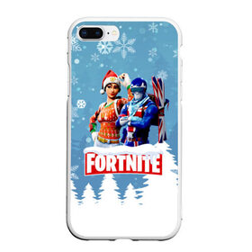 Чехол для iPhone 7Plus/8 Plus матовый с принтом Новогодний Fortnite в Кировске, Силикон | Область печати: задняя сторона чехла, без боковых панелей | 